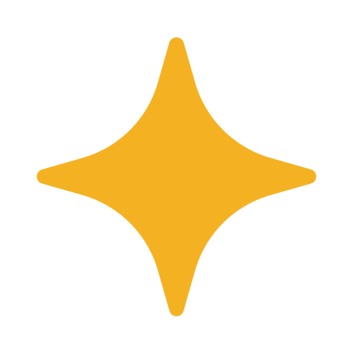 sparkle A minimalist graphic of a solid gold four-pointed star with rounded, curved edges. The design is isolated against a transparent background.